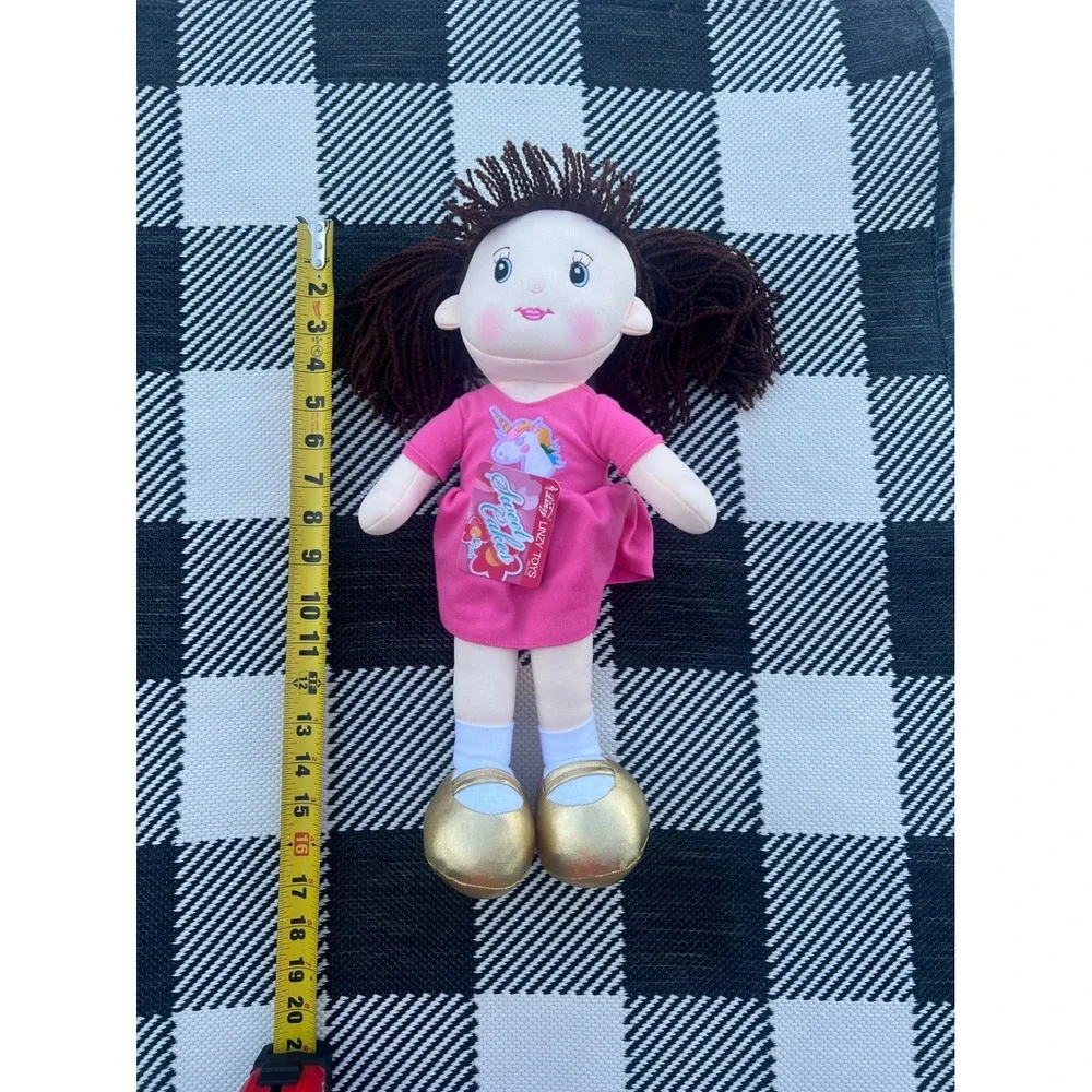 Linzy Toys Sweet Cakes Laura Rag Doll Hot Pink Unicorn Dress Gold Shoes 16 Inch